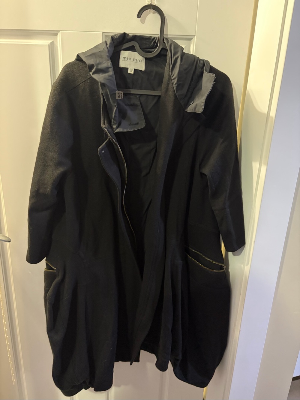 Mia Mia Black Women's Hooded Coat Poncho